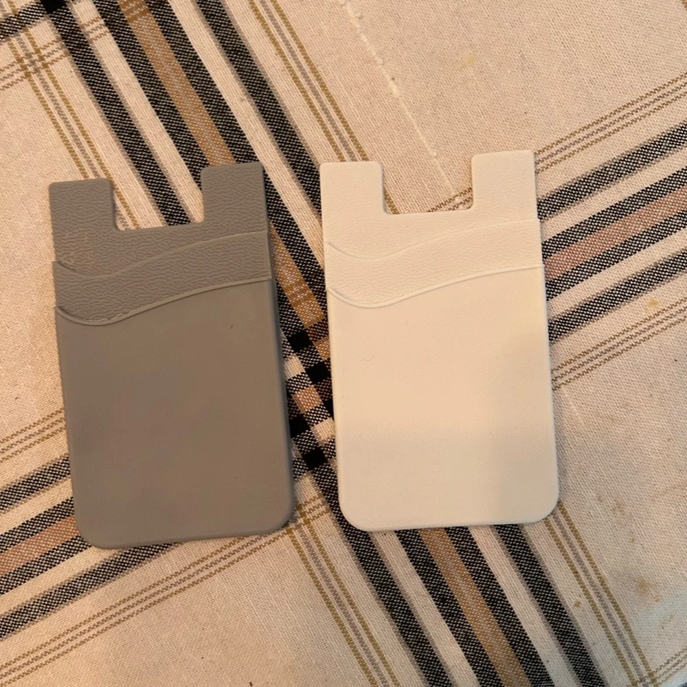 Gray and White Phone card holder